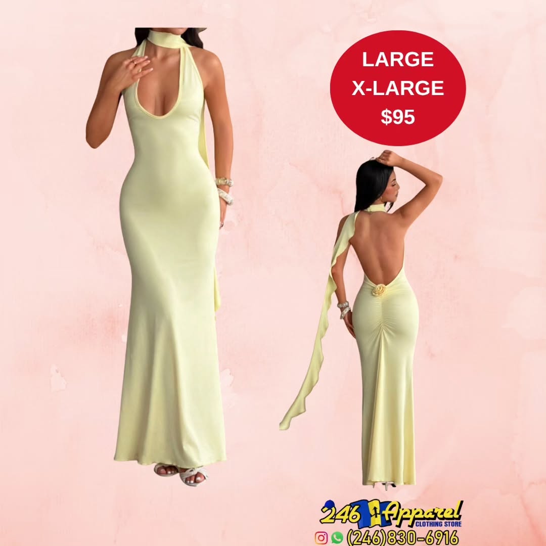 Yellow Halter Maxi Dress – Large & X-Large Available for $95