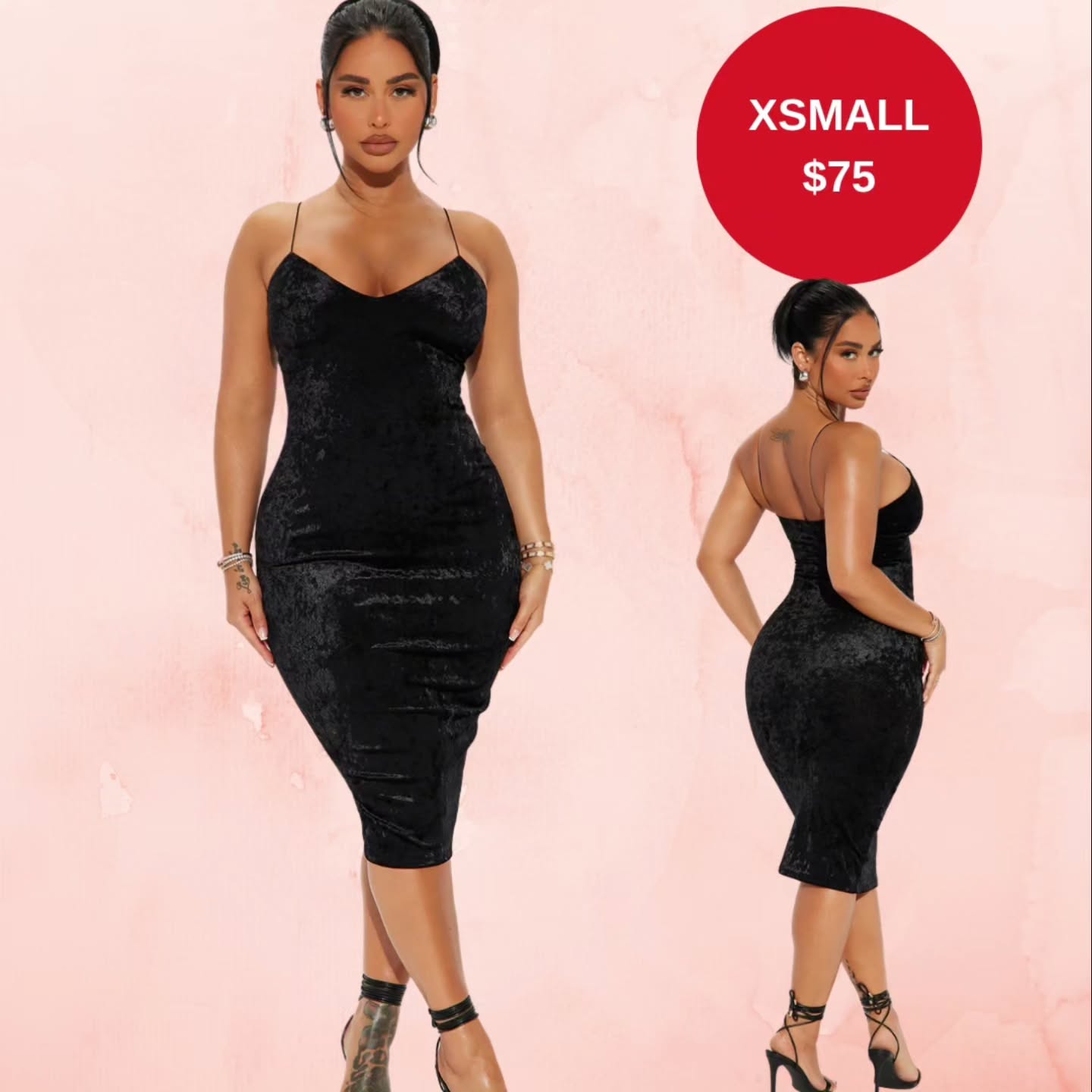 Black Velvet Midi Dress – XSmall for $75