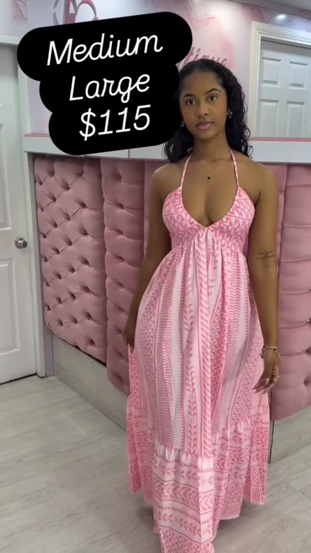 Pink Halter Maxi Dress – Medium & Large Available at $115