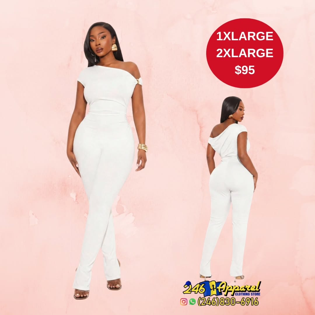 White Off-Shoulder Jumpsuit – 1XL & 2XL Available at $95