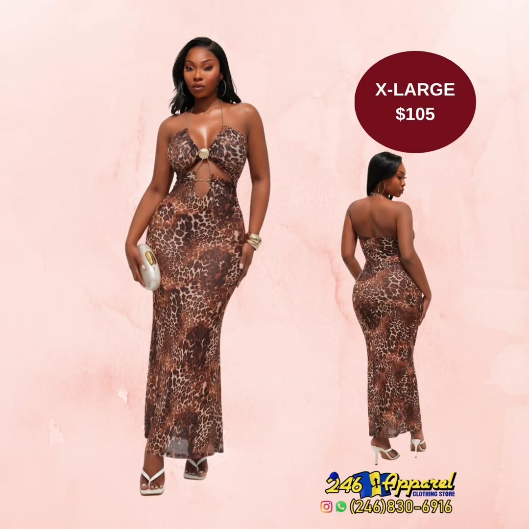Leopard Print Cut-Out Maxi Dress – X-Large $105