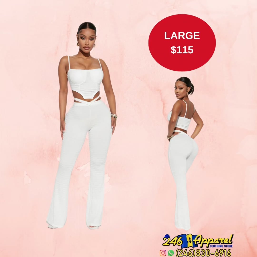 White Two-Piece Set – Large Size at $115