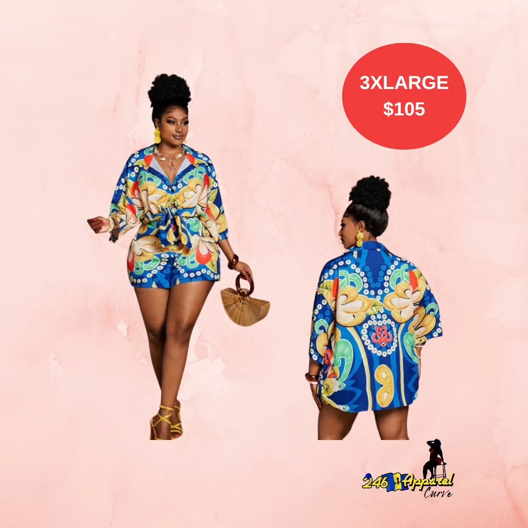 3X-Large Printed Shirt & Shorts Set – $105