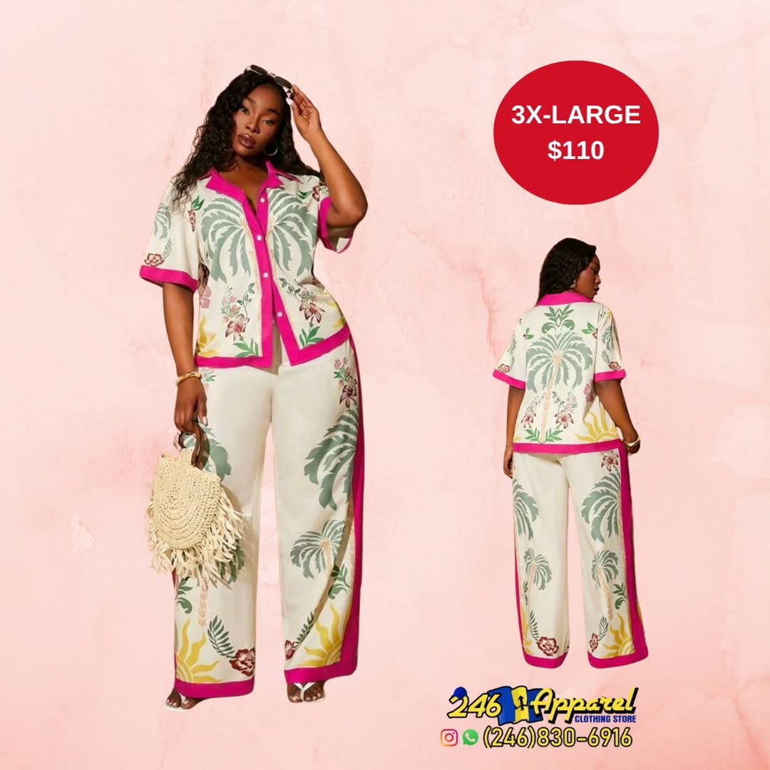 3X-Large Tropical Print Co-ord Set – $110 at 246 Apparel