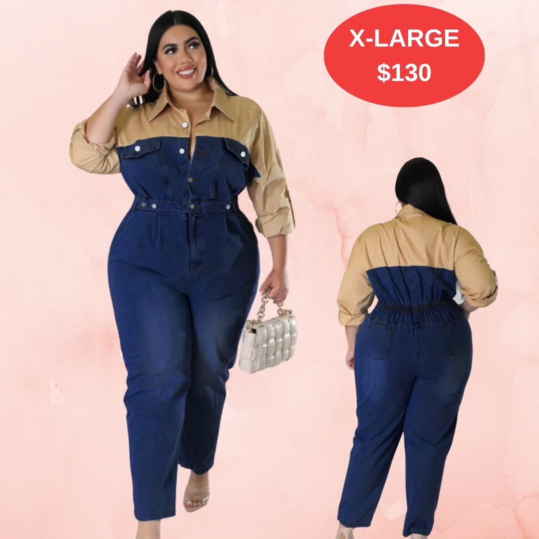 Women's Two-Tone Denim Jumpsuit – X-Large $130