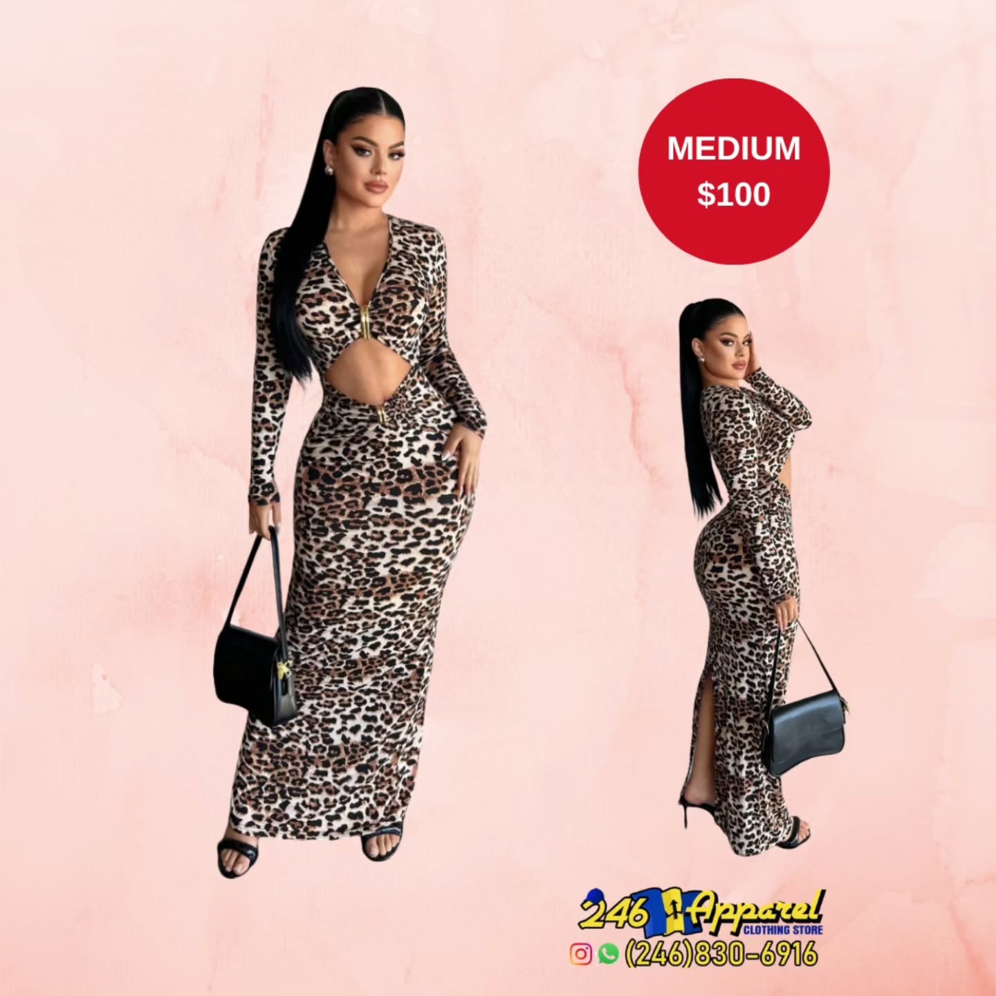 Leopard Print Cut-Out Maxi Dress – Medium $100