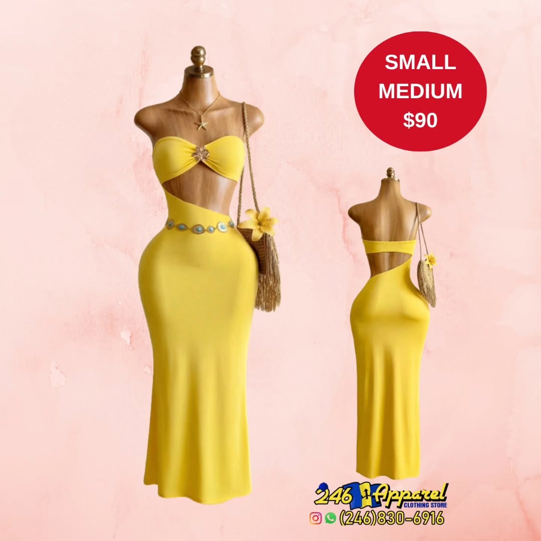 Yellow Cut-Out Maxi Dress – Small & Medium $90