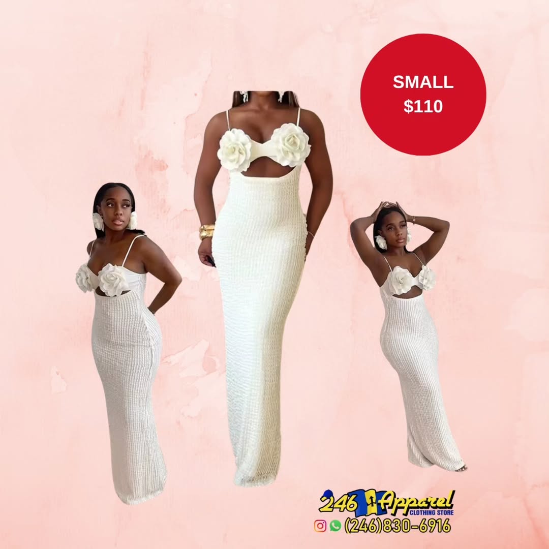 White Floral Cut-Out Maxi Dress – Small $110