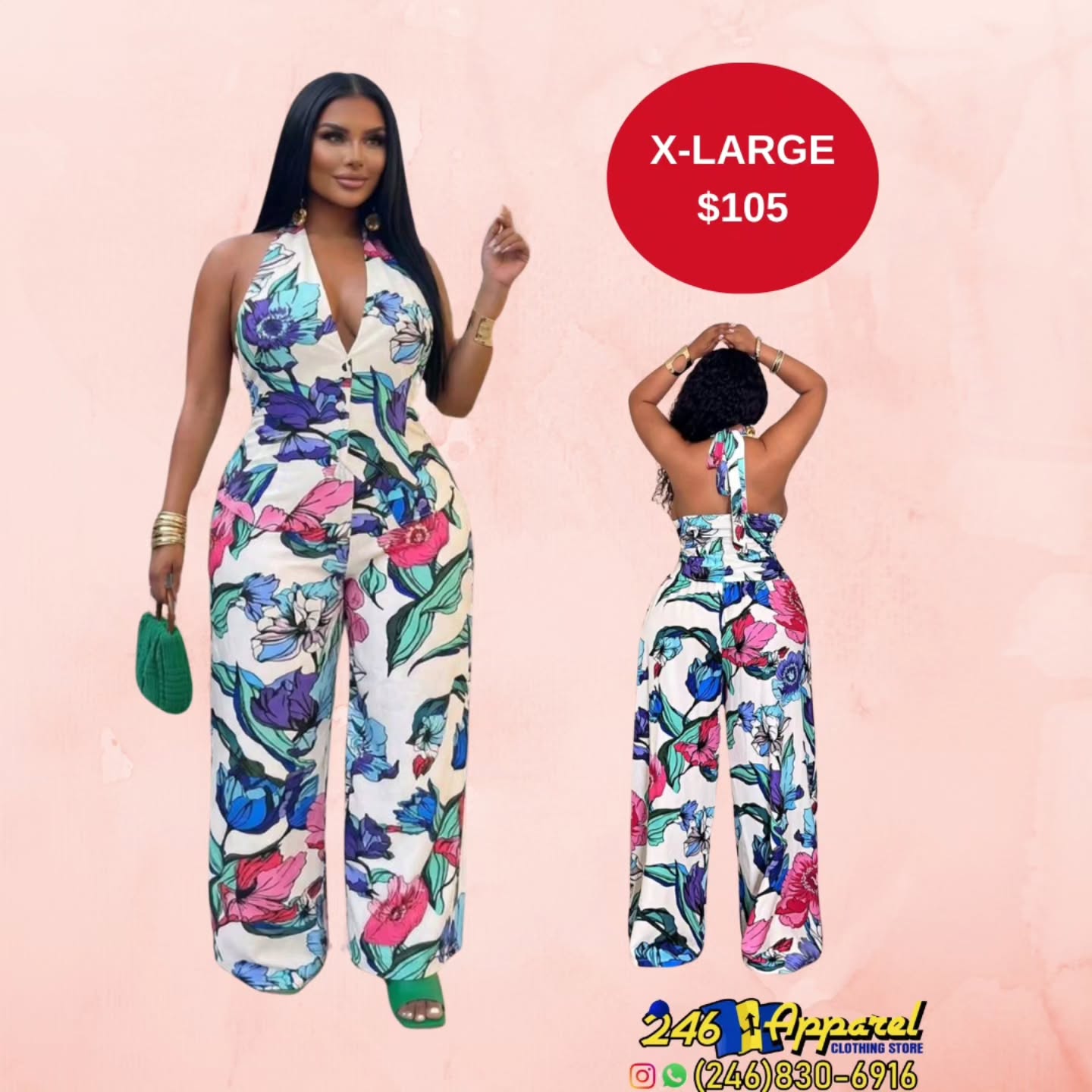 Floral Halter Jumpsuit – X-Large $105 at 246 Apparel