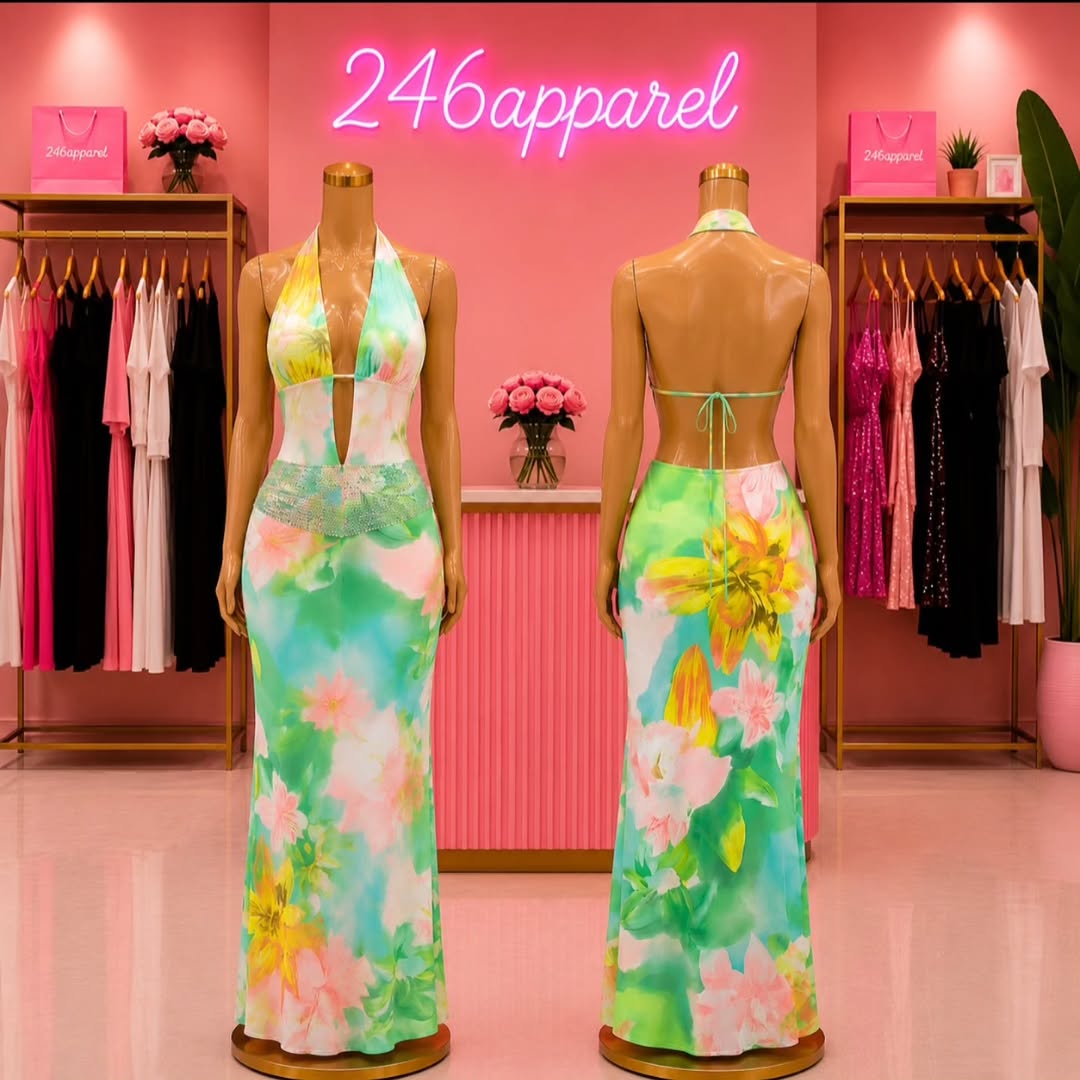 Floral Halter Maxi Dress – Medium for $80