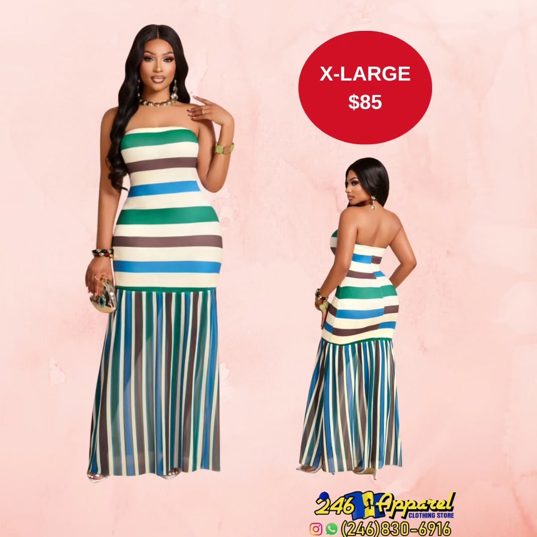 Striped Strapless Maxi Dress – X-Large for $85