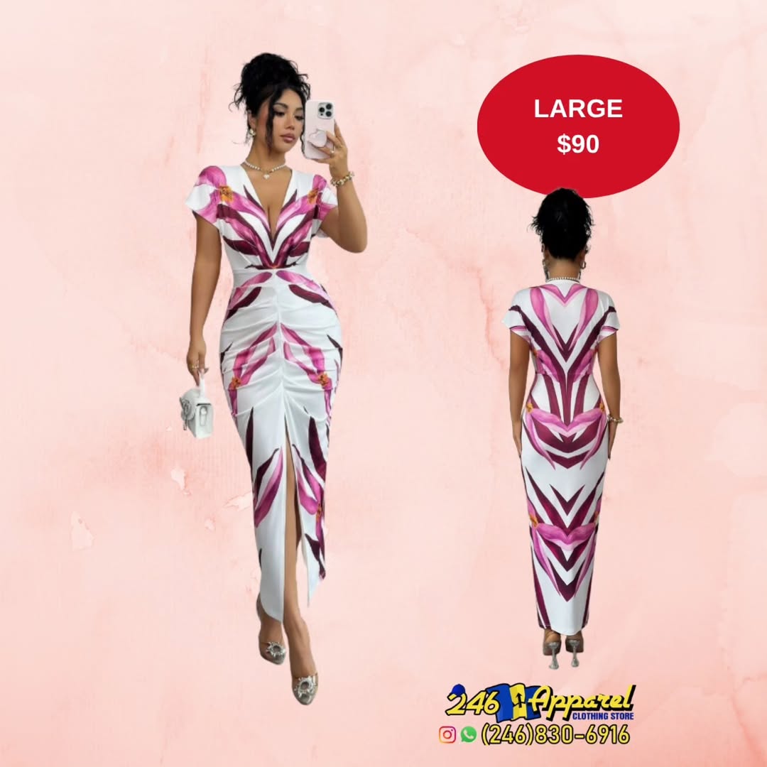 Floral Print Maxi Dress – Large Size Available at $90