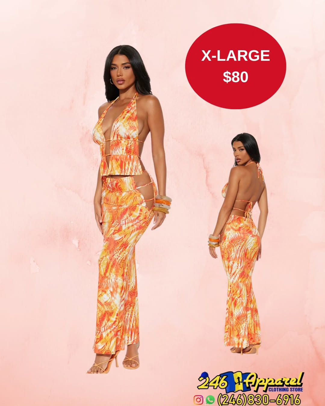 Women's Printed Halter Co-ord Set – X-Large for $80