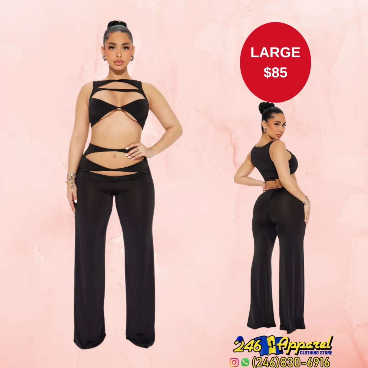 Black Two-Piece Set – Large Size at $85