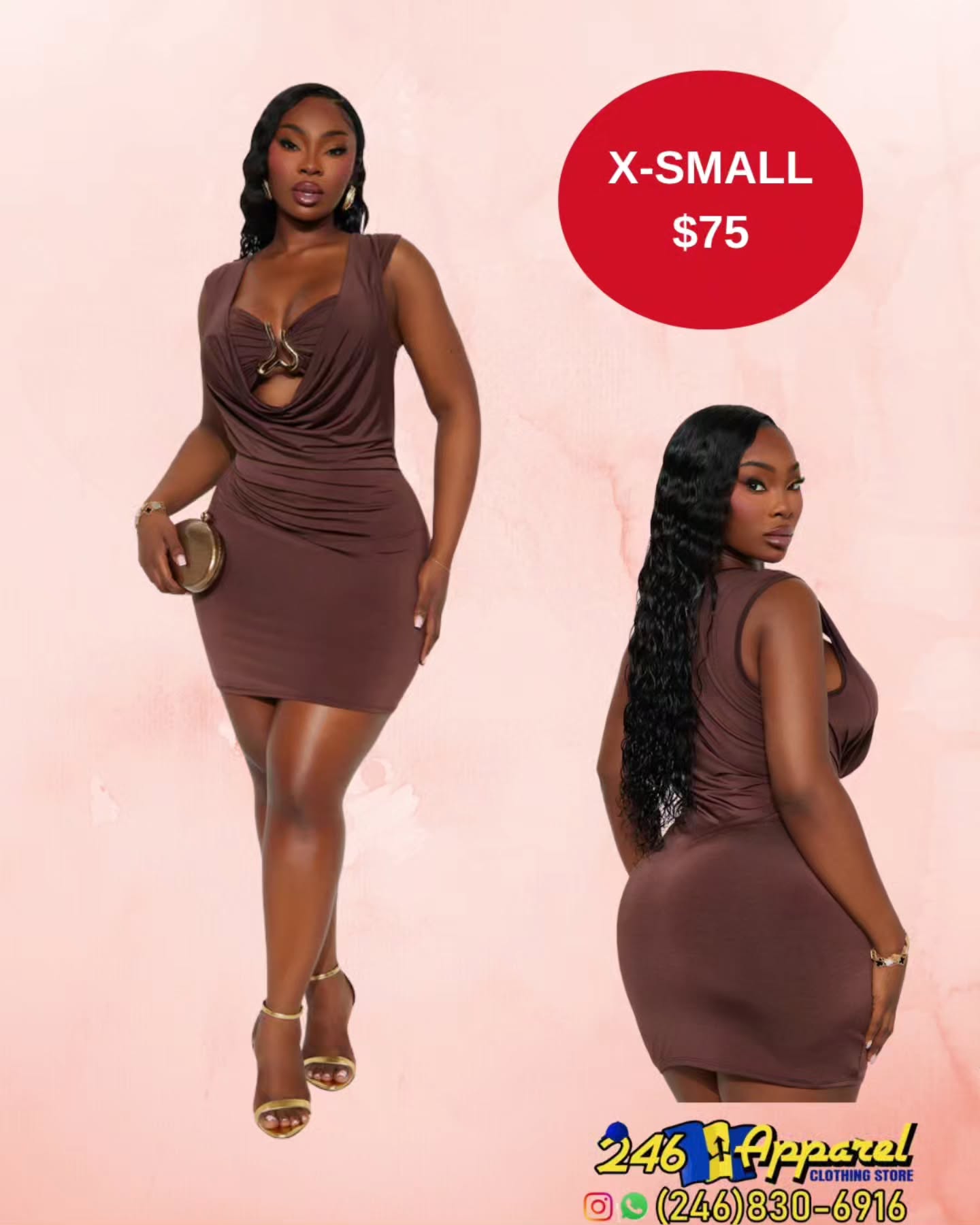Brown Mini Dress – X-Small for $75 at 246 Apparel