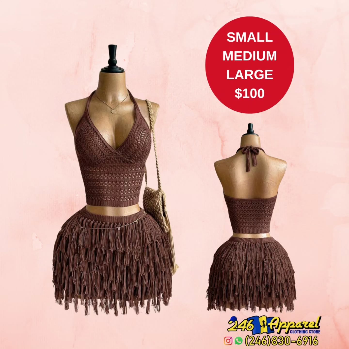 Crochet Fringe Two-Piece Set – $100 (S/M/L Available)