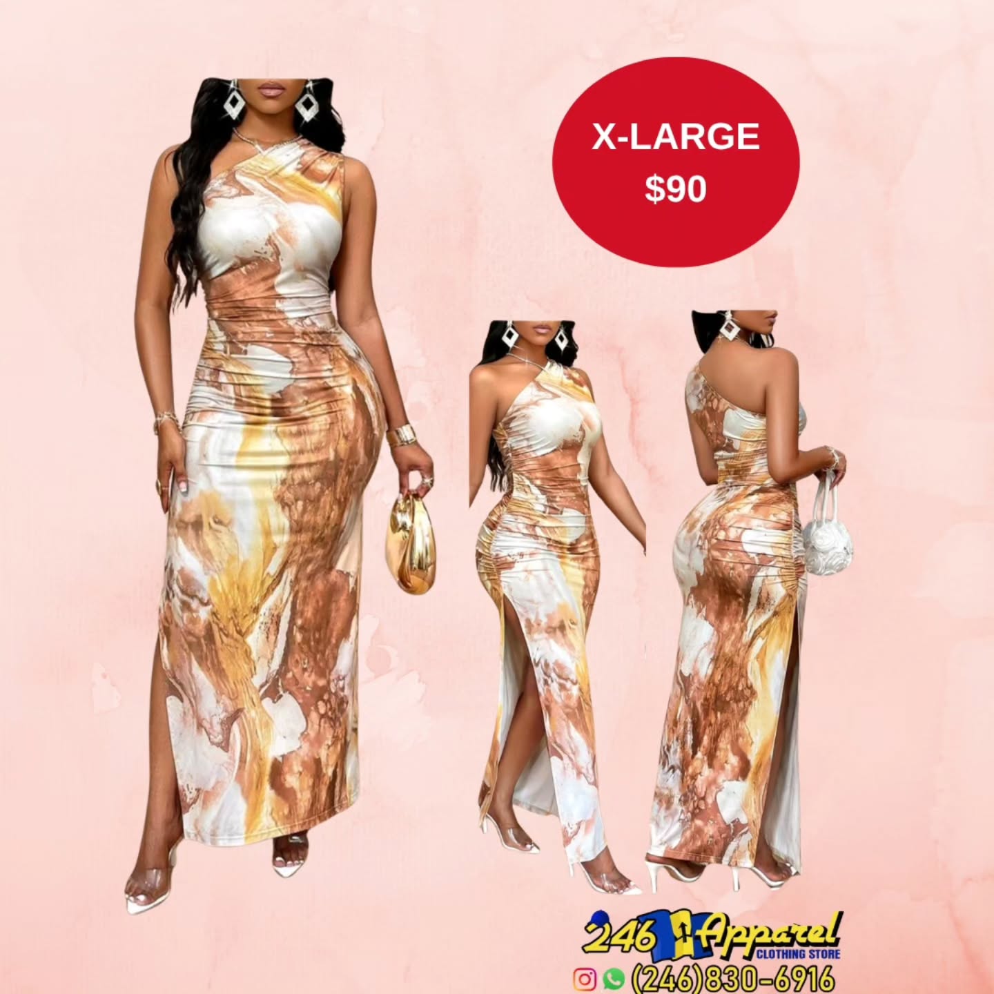 Women's Marble Print Maxi Dress – X-Large $90