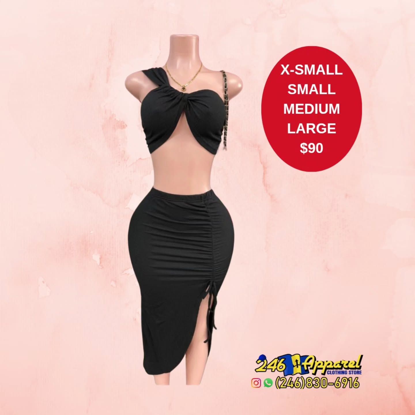 Black Two-Piece Set – $90 | XS to Large Available