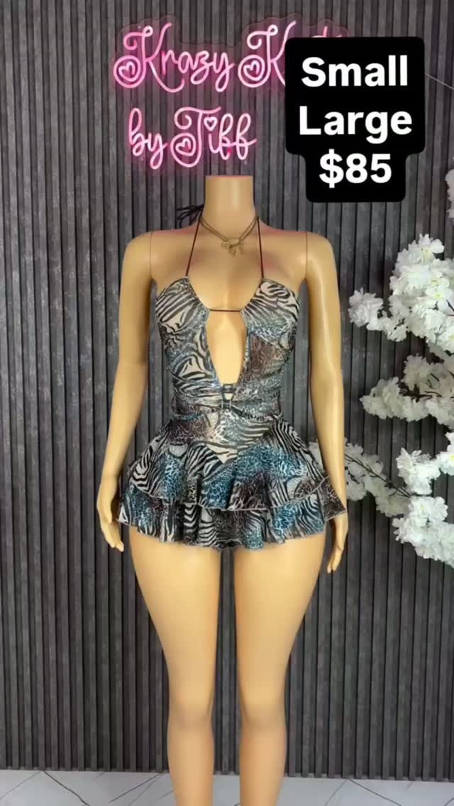 Animal Print Halter Romper – $85 (Small & Large Available)