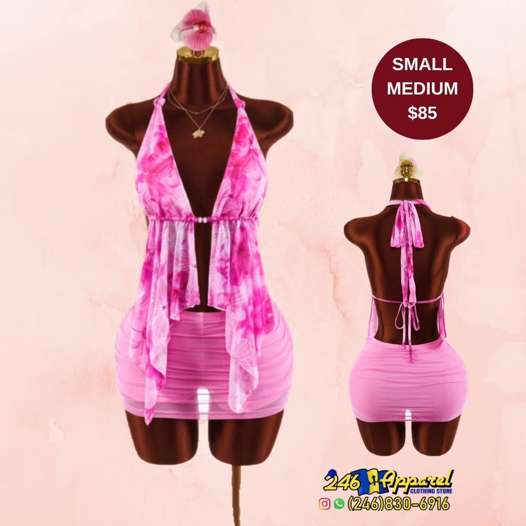 Pink Halter Top & Skirt Set – Small & Medium Available at $85