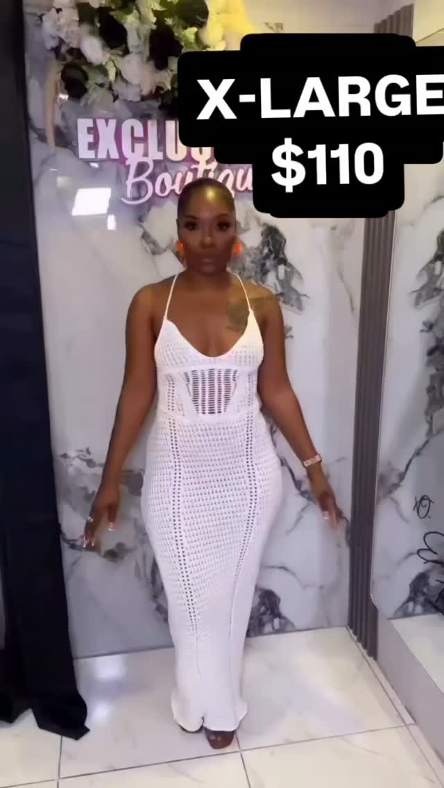 White Crochet Maxi Dress – X-Large for $110