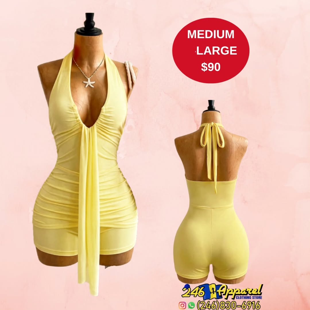 Yellow Halter Romper – Medium & Large Available at $90