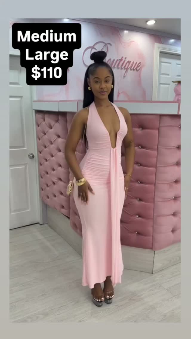Pink Halter Maxi Dress – Medium & Large Available at $110