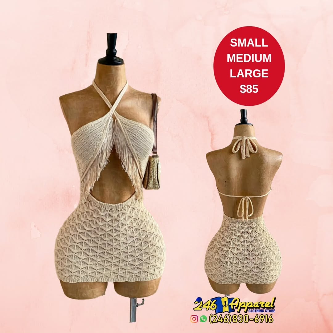 Crochet Halter Mini Dress – $85 (S/M/L Available)