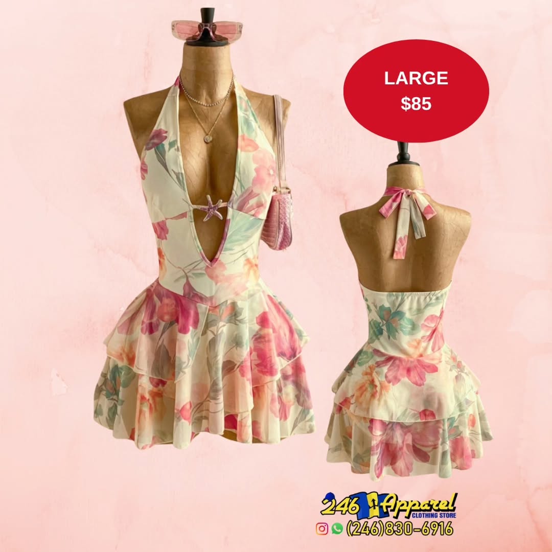 Floral Halter Dress - Large Size Available at $85
