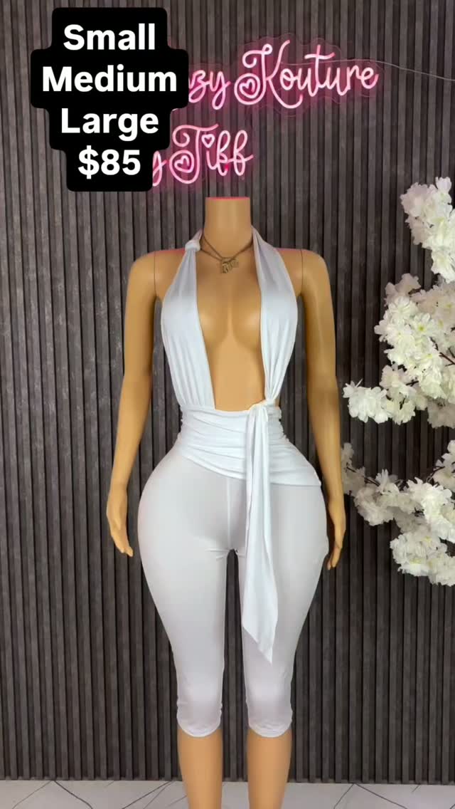 White Halter Jumpsuit – $85 (S/M/L) at 246 Apparel