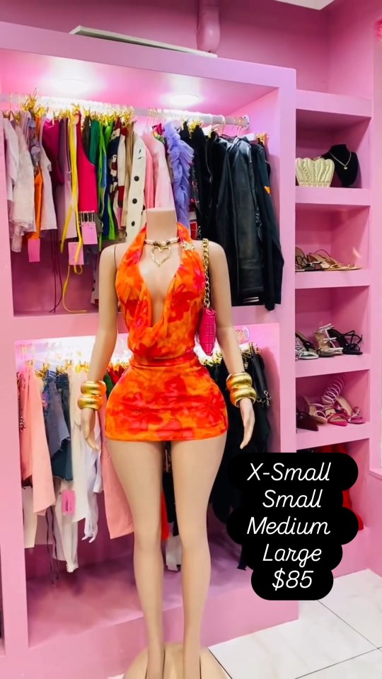 Orange Tie-Dye Mini Dress – $85 | Sizes XS to Large Available