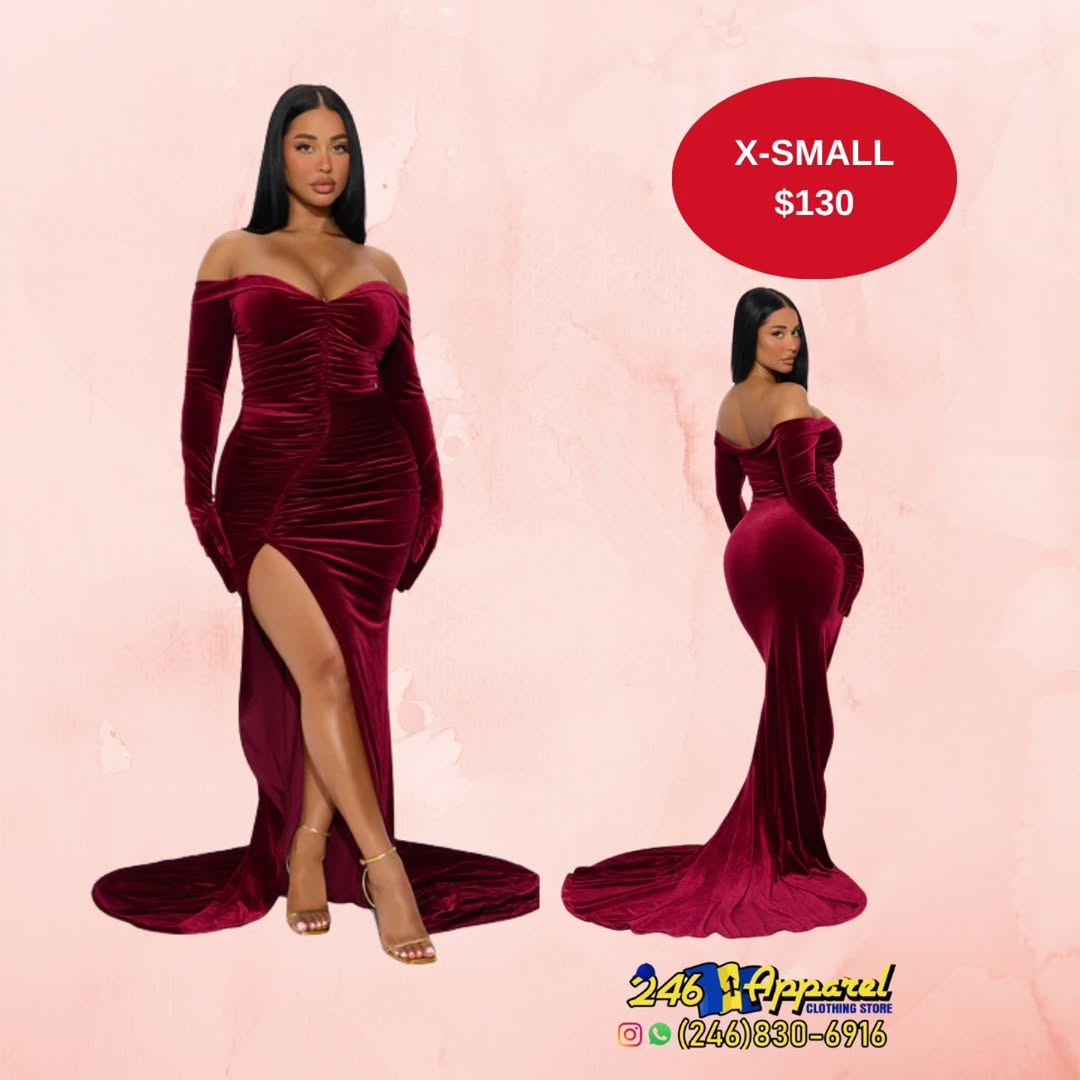 Velvet Off-Shoulder Gown - X-Small at $130