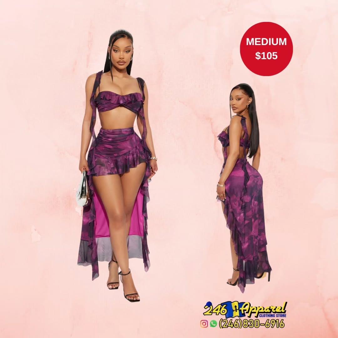 Purple Floral Two-Piece Set – Medium $105