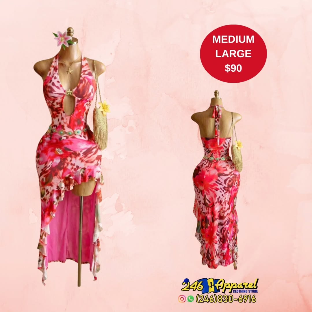 Floral Halter Dress - Large Available at $90