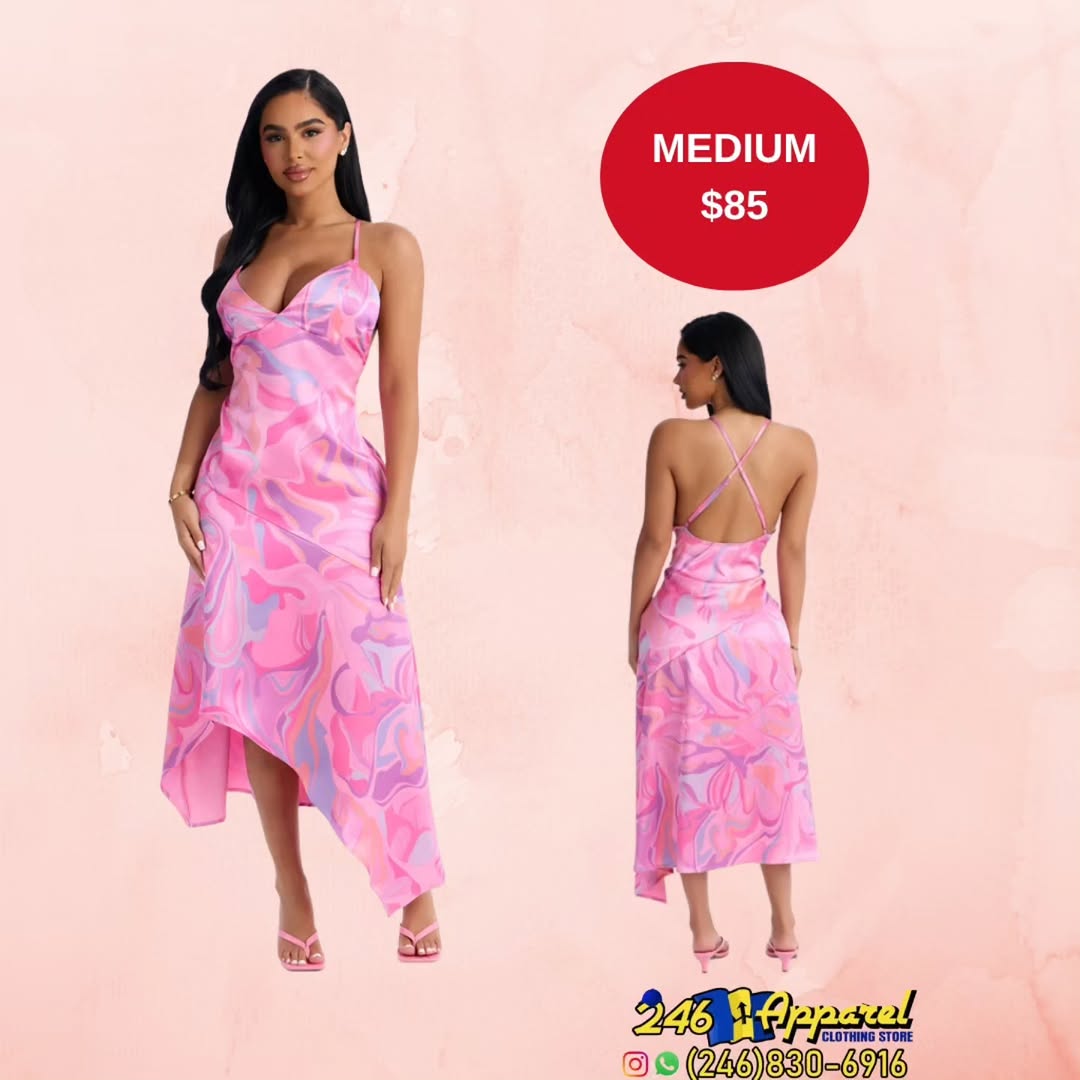 Pink Marble Print Midi Dress – Medium $85