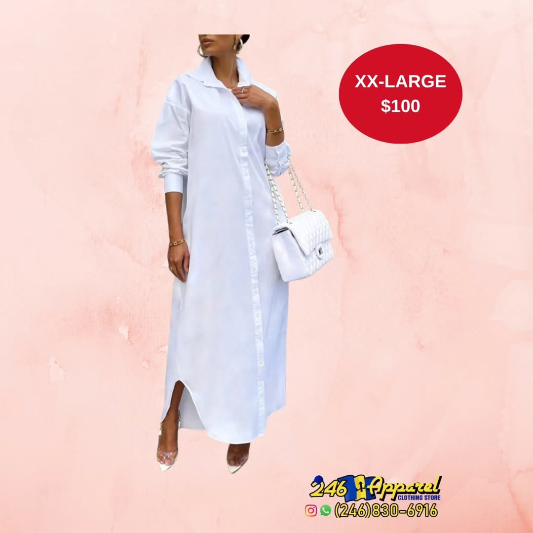 White Shirt Maxi Dress – XX-Large Available at $100