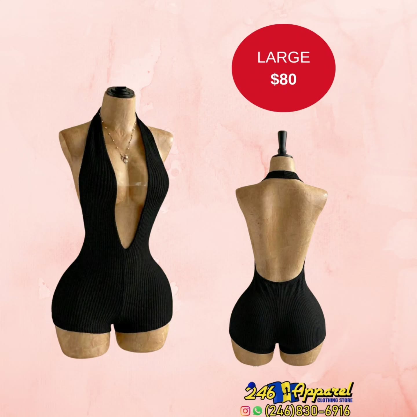 Black Halter Romper – Large for $80 at 246 Apparel