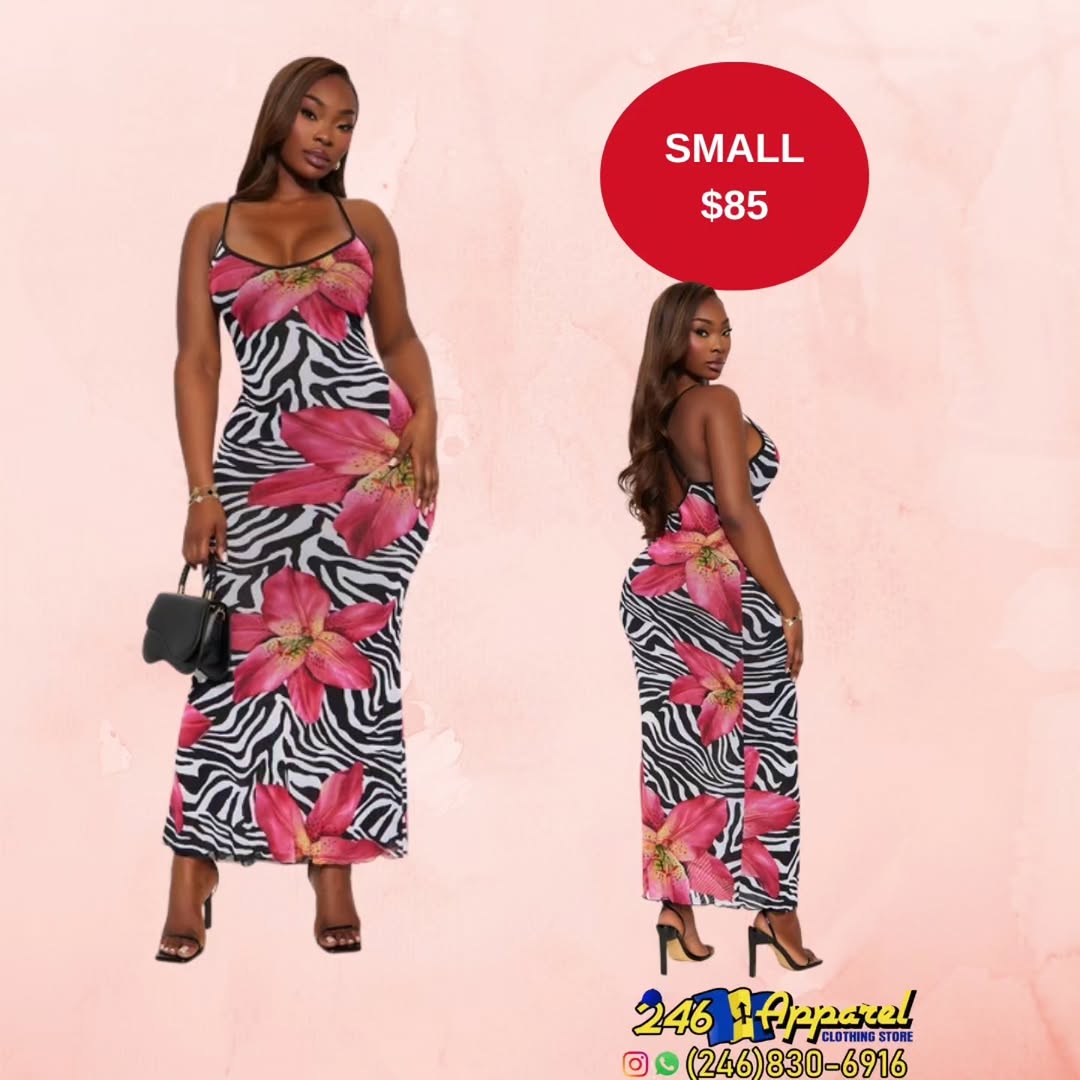 Zebra Floral Maxi Dress – Small $85
