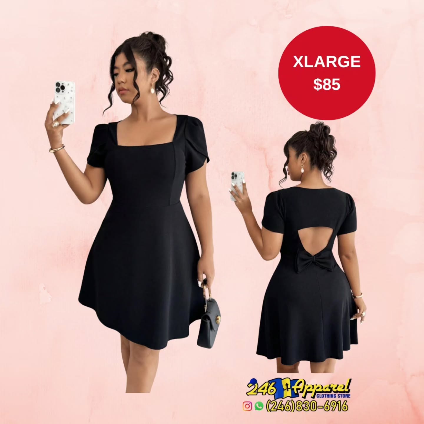 Black Open-Back Dress – XLarge $85 at 246 Apparel