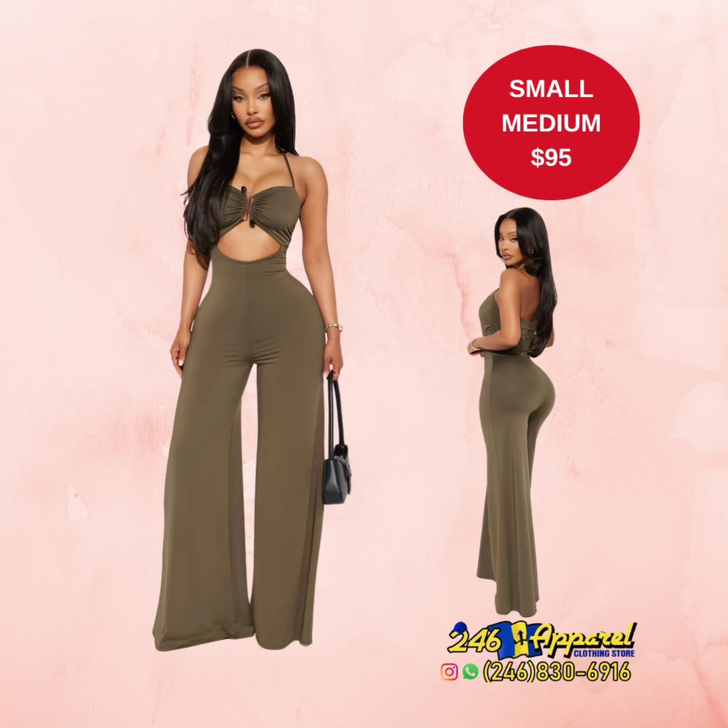 Olive Green Cut-Out Jumpsuit – Small & Medium Available at $95