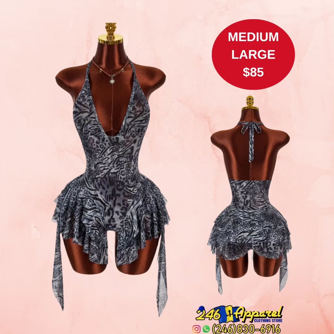 Animal Print Halter Romper – Medium & Large Available at $85