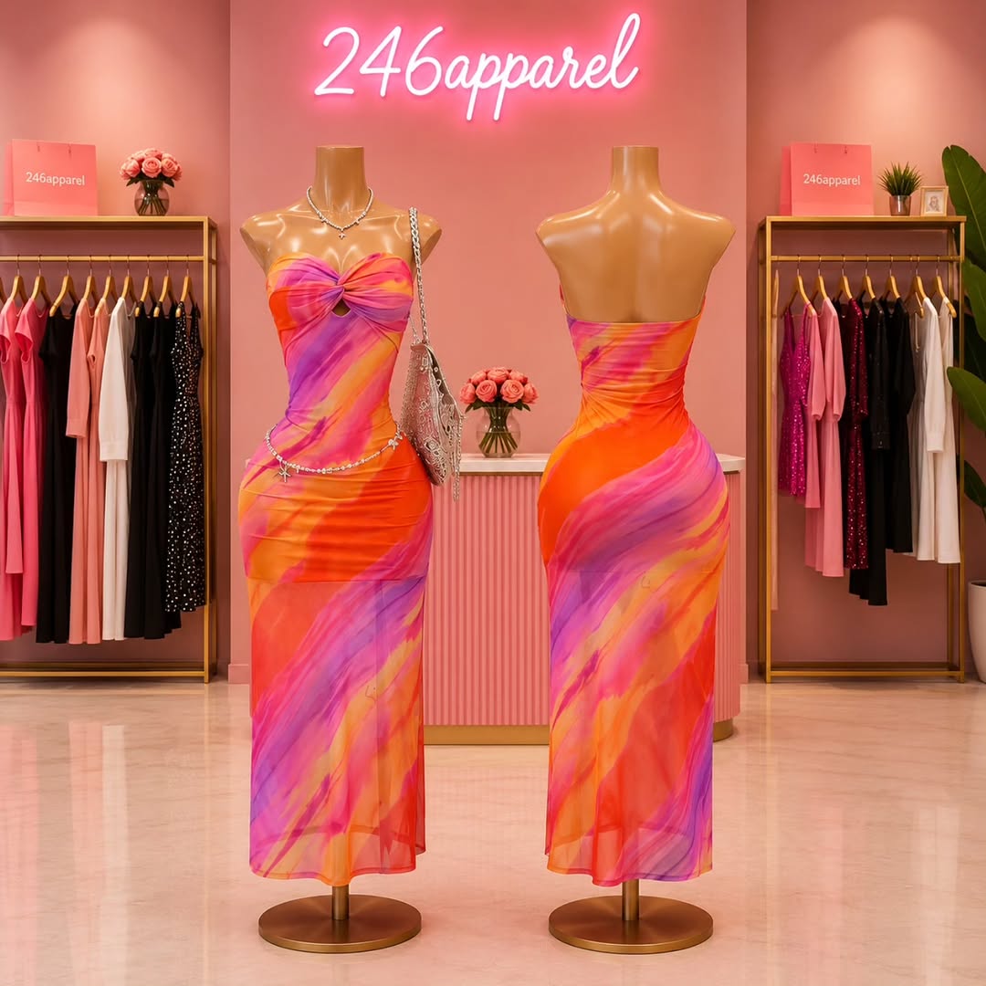 Tie-Dye Mesh Maxi Dress – $90 at 246 Apparel