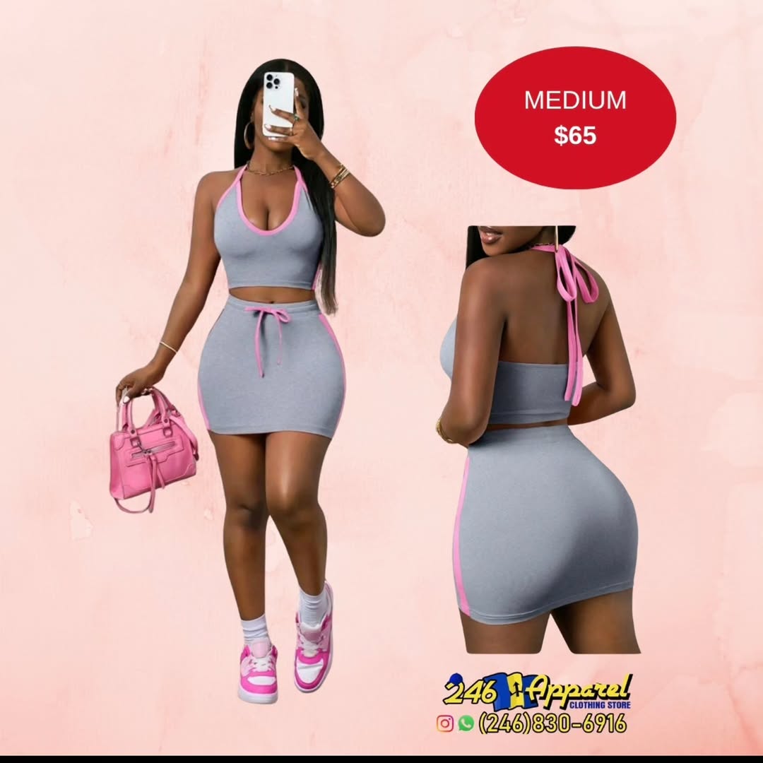 Grey & Pink Two-Piece Set – Medium $65 at 246 Apparel