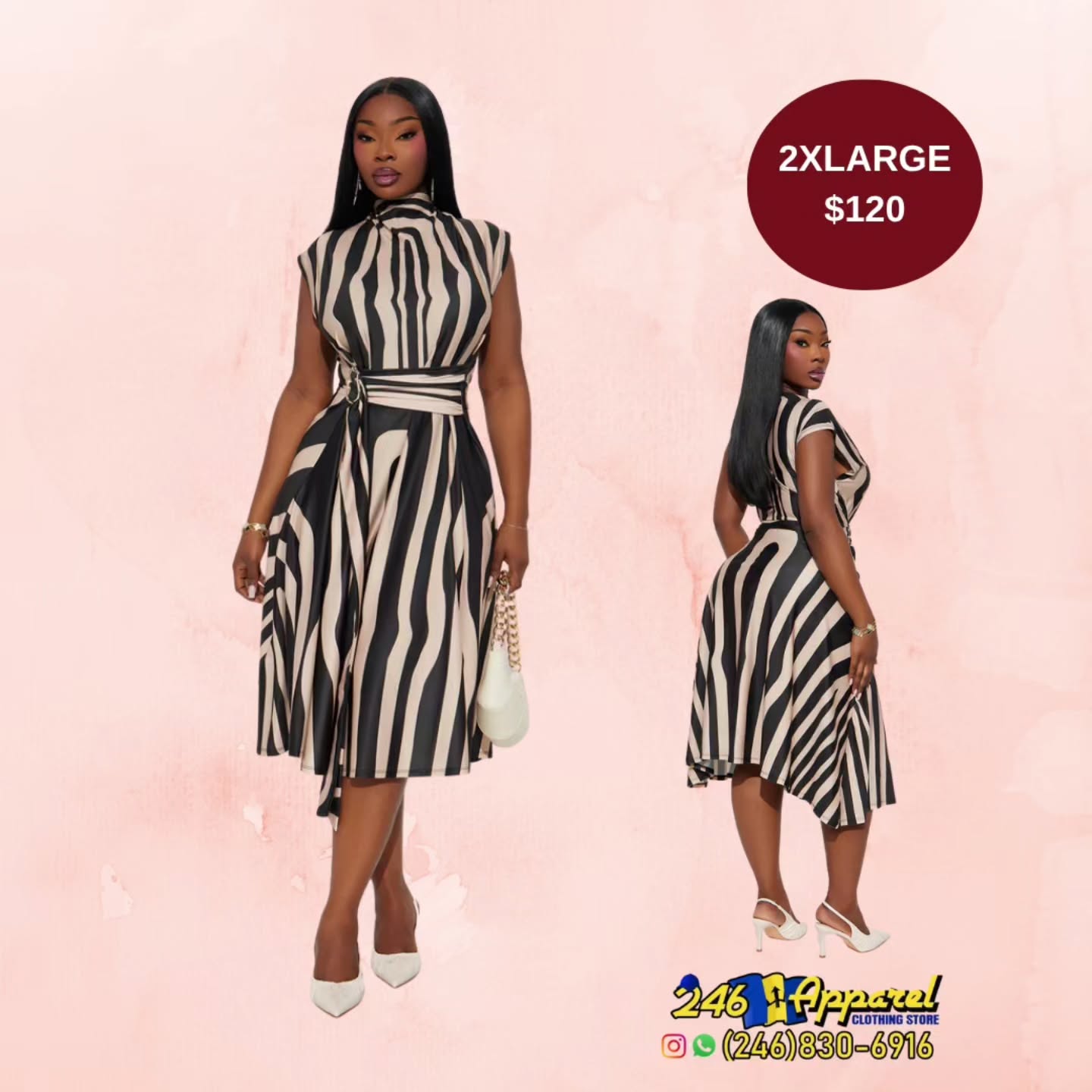 Women's Striped Midi Dress – 2XL at $120