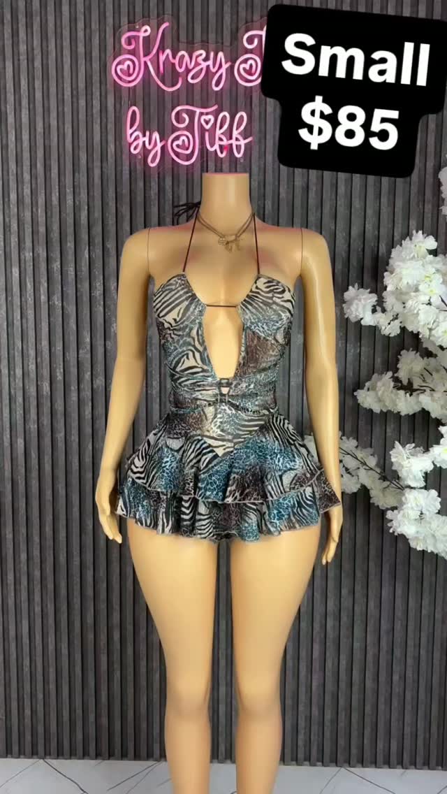 Animal Print Halter Romper – Small, $85 BBD