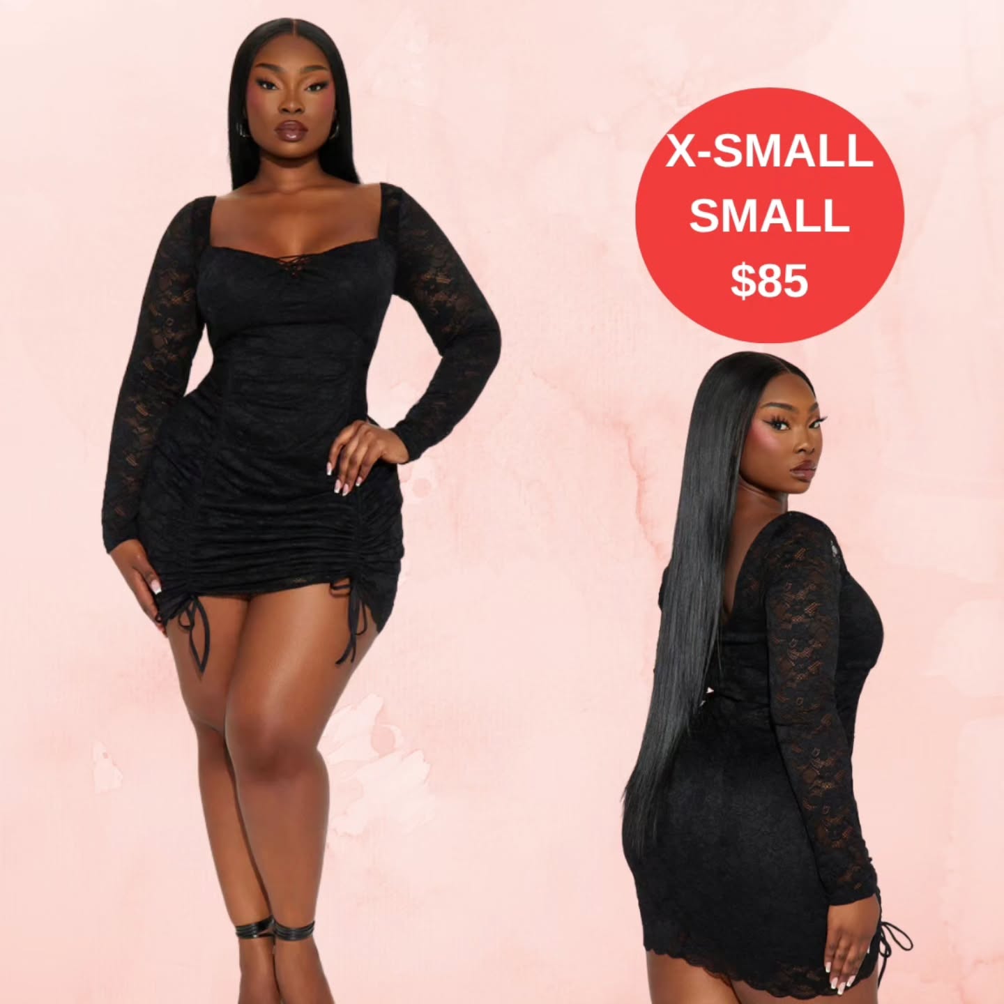 Black Lace Mini Dress – XS & Small Available for $85
