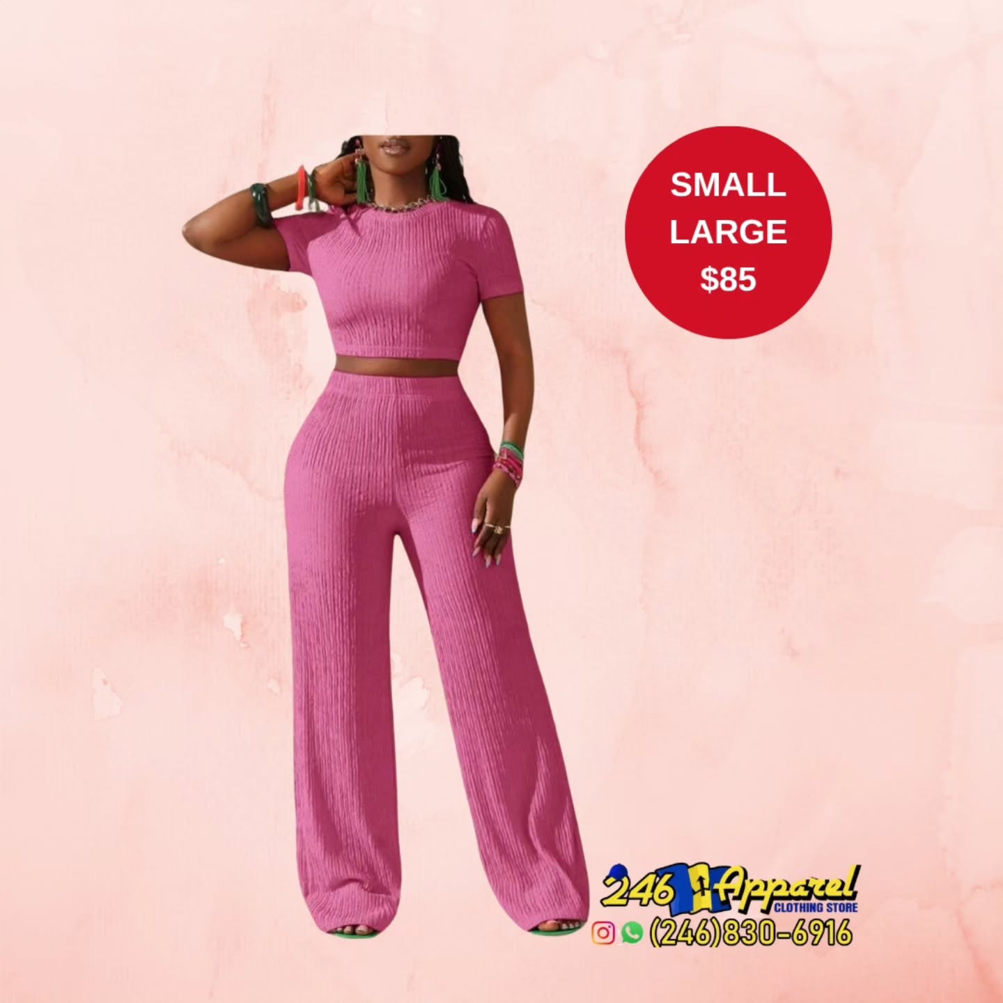 Pink Two-Piece Set – Small & Large Available for $85