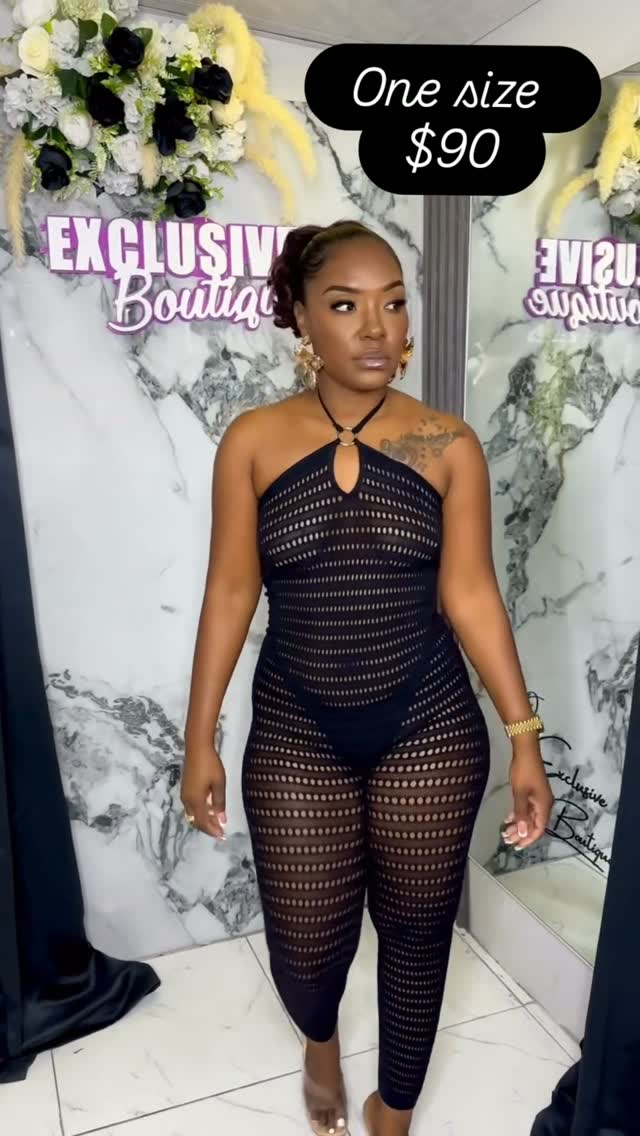 Black Mesh Jumpsuit – One Size for $90