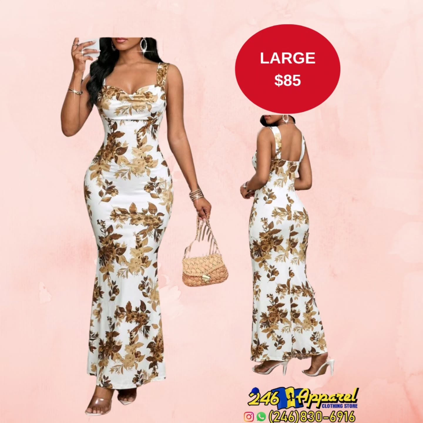 Floral Maxi Dress – Large Size at $85