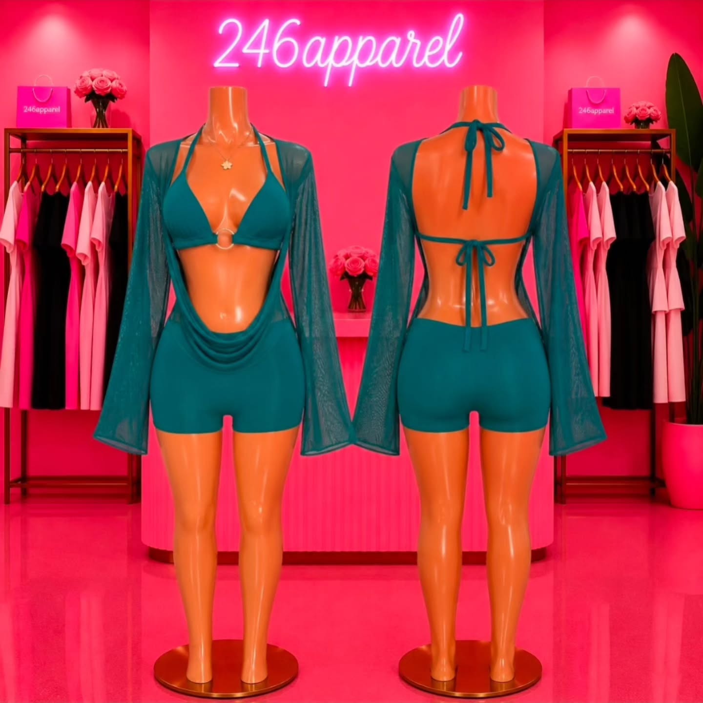246 Apparel Teal 3-Piece Set – X-Large for $85